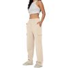 imageAUTOMET Womens Cargo Sweatpants Baggy Fleece High Waisted Joggers Sweat Pants Athletic PantsApricot
