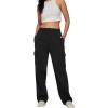 imageAUTOMET Womens Cargo Sweatpants Baggy Fleece High Waisted Joggers Sweat Pants Athletic PantsBlack