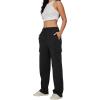 imageAUTOMET Womens Cargo Sweatpants Baggy Fleece High Waisted Joggers Sweat Pants Athletic PantsBlack
