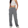 imageAUTOMET Womens Cargo Sweatpants Baggy Fleece High Waisted Joggers Sweat Pants Athletic PantsBlackgrey