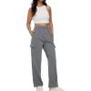 imageAUTOMET Womens Cargo Sweatpants Baggy Fleece High Waisted Joggers Sweat Pants Athletic PantsBlackgrey