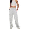 imageAUTOMET Womens Cargo Sweatpants Baggy Fleece High Waisted Joggers Sweat Pants Athletic PantsGrey