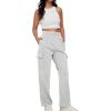 imageAUTOMET Womens Cargo Sweatpants Baggy Fleece High Waisted Joggers Sweat Pants Athletic PantsGrey
