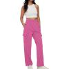 imageAUTOMET Womens Cargo Sweatpants Baggy Fleece High Waisted Joggers Sweat Pants Athletic PantsHotpink