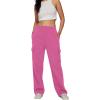 imageAUTOMET Womens Cargo Sweatpants Baggy Fleece High Waisted Joggers Sweat Pants Athletic PantsHotpink