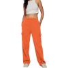 imageAUTOMET Womens Cargo Sweatpants Baggy Fleece High Waisted Joggers Sweat Pants Athletic PantsOrange