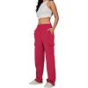 imageAUTOMET Womens Cargo Sweatpants Baggy Fleece High Waisted Joggers Sweat Pants Athletic PantsRed