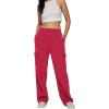 imageAUTOMET Womens Cargo Sweatpants Baggy Fleece High Waisted Joggers Sweat Pants Athletic PantsRed