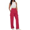 imageAUTOMET Womens Cargo Sweatpants Baggy Fleece High Waisted Joggers Sweat Pants Athletic PantsRed