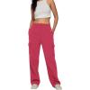 imageAUTOMET Womens Cargo Sweatpants Baggy Fleece High Waisted Joggers Sweat Pants Athletic PantsWatermelonred