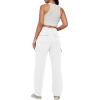 imageAUTOMET Womens Cargo Sweatpants Baggy Fleece High Waisted Joggers Sweat Pants Athletic PantsWhite