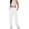 imageAUTOMET Womens Cargo Sweatpants Baggy Fleece High Waisted Joggers Sweat Pants Athletic PantsWhite