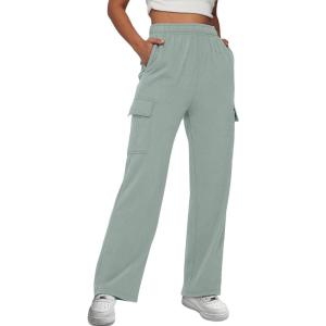 imageAUTOMET Womens Cargo Sweatpants Baggy Fleece High Waisted Joggers Sweat Pants Athletic PantsGreygreen