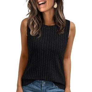 imageAUTOMET Womens Tank Tops Sleeveless Tunic Shirts Summer Fashion Basic Soft Clothes 2025 Casual Trendy Vacation Spring OutfitsBlack