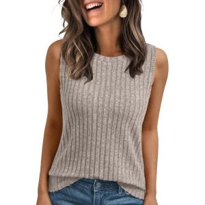 imageAUTOMET Womens Tank Tops Sleeveless Tunic Shirts Summer Fashion Basic Soft Clothes 2025 Casual Trendy Vacation Spring OutfitsCoffeegrey