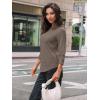 imageAUTOMET 34 Length Sleeve Womens Tops Crewneck Lace Tunic Business Casual Dressy Blouses Fall Trendy Outfits 2025Coffee Grey