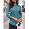 imageAUTOMET 34 Length Sleeve Womens Tops Crewneck Lace Tunic Business Casual Dressy Blouses Fall Trendy Outfits 2025Cyan
