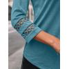 imageAUTOMET 34 Length Sleeve Womens Tops Crewneck Lace Tunic Business Casual Dressy Blouses Fall Trendy Outfits 2025Cyan