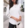 imageAUTOMET 34 Length Sleeve Womens Tops Crewneck Lace Tunic Business Casual Dressy Blouses Fall Trendy Outfits 2025White