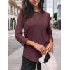 imageAUTOMET 34 Length Sleeve Womens Tops Crewneck Lace Tunic Business Casual Dressy Blouses Fall Trendy Outfits 2025Wine Red