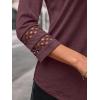 imageAUTOMET 34 Length Sleeve Womens Tops Crewneck Lace Tunic Business Casual Dressy Blouses Fall Trendy Outfits 2025Wine Red