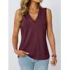 imageAUTOMET V Neck Tank Tops Womens Casual Sleeveless Flowy Vacation Summer ShirtsWine