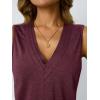 imageAUTOMET V Neck Tank Tops Womens Casual Sleeveless Flowy Vacation Summer ShirtsWine