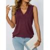 imageAUTOMET V Neck Tank Tops Womens Casual Sleeveless Flowy Vacation Summer ShirtsWine