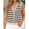 imageAUTOMET Vest for Women Striped Sweater Vests 2025 Trendy Summer Work Crochet Tops Button Up Business Casual OutfitsApricotblack
