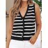 imageAUTOMET Vest for Women Striped Sweater Vests 2025 Trendy Summer Work Crochet Tops Button Up Business Casual OutfitsBlackwhite