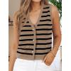 imageAUTOMET Vest for Women Striped Sweater Vests 2025 Trendy Summer Work Crochet Tops Button Up Business Casual OutfitsKhakiblack