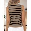 imageAUTOMET Vest for Women Striped Sweater Vests 2025 Trendy Summer Work Crochet Tops Button Up Business Casual OutfitsKhakiblack
