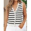 imageAUTOMET Vest for Women Striped Sweater Vests 2025 Trendy Summer Work Crochet Tops Button Up Business Casual OutfitsWhiteblack