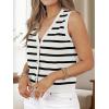 imageAUTOMET Vest for Women Striped Sweater Vests 2025 Trendy Summer Work Crochet Tops Button Up Business Casual OutfitsWhiteblack