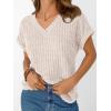 imageAUTOMET Women Tops Summer Sweaters Short Sleeve V Neck Shirts 2025 Spring Fashion Dressy Casual Business Tunic BlousesApricot