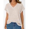 imageAUTOMET Women Tops Summer Sweaters Short Sleeve V Neck Shirts 2025 Spring Fashion Dressy Casual Business Tunic BlousesApricot