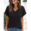 imageAUTOMET Women Tops Summer Sweaters Short Sleeve V Neck Shirts 2025 Spring Fashion Dressy Casual Business Tunic BlousesBlack