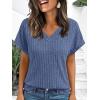 imageAUTOMET Women Tops Summer Sweaters Short Sleeve V Neck Shirts 2025 Spring Fashion Dressy Casual Business Tunic BlousesBlue