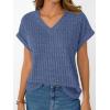 imageAUTOMET Women Tops Summer Sweaters Short Sleeve V Neck Shirts 2025 Spring Fashion Dressy Casual Business Tunic BlousesBlue
