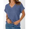 imageAUTOMET Women Tops Summer Sweaters Short Sleeve V Neck Shirts 2025 Spring Fashion Dressy Casual Business Tunic BlousesBlue
