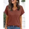 imageAUTOMET Women Tops Summer Sweaters Short Sleeve V Neck Shirts 2025 Spring Fashion Dressy Casual Business Tunic BlousesBrown