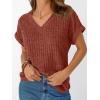 imageAUTOMET Women Tops Summer Sweaters Short Sleeve V Neck Shirts 2025 Spring Fashion Dressy Casual Business Tunic BlousesBrown