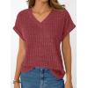 imageAUTOMET Women Tops Summer Sweaters Short Sleeve V Neck Shirts 2025 Spring Fashion Dressy Casual Business Tunic BlousesBurgundy