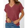 imageAUTOMET Women Tops Summer Sweaters Short Sleeve V Neck Shirts 2025 Spring Fashion Dressy Casual Business Tunic BlousesBurgundy