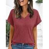 imageAUTOMET Women Tops Summer Sweaters Short Sleeve V Neck Shirts 2025 Spring Fashion Dressy Casual Business Tunic BlousesBurgundy