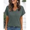 imageAUTOMET Women Tops Summer Sweaters Short Sleeve V Neck Shirts 2025 Spring Fashion Dressy Casual Business Tunic BlousesGreen