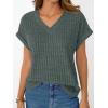 imageAUTOMET Women Tops Summer Sweaters Short Sleeve V Neck Shirts 2025 Spring Fashion Dressy Casual Business Tunic BlousesGreen