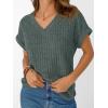imageAUTOMET Women Tops Summer Sweaters Short Sleeve V Neck Shirts 2025 Spring Fashion Dressy Casual Business Tunic BlousesGreen