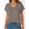 imageAUTOMET Women Tops Summer Sweaters Short Sleeve V Neck Shirts 2025 Spring Fashion Dressy Casual Business Tunic BlousesGrey