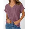 imageAUTOMET Women Tops Summer Sweaters Short Sleeve V Neck Shirts 2025 Spring Fashion Dressy Casual Business Tunic BlousesPurple Red